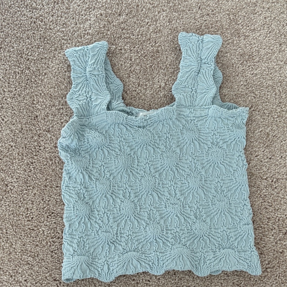 Katie J NYC Textured Light Blue Tank Top